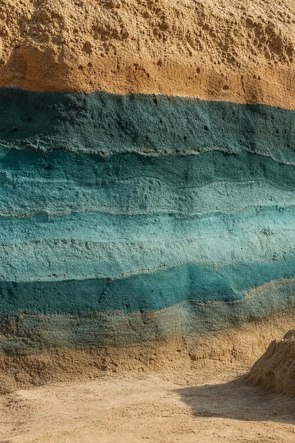 A cleaned section face showing bands of different soil